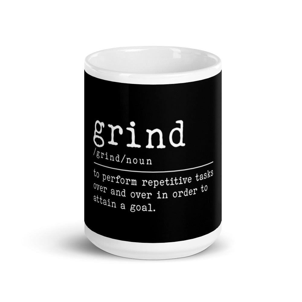 Grind White glossy mug